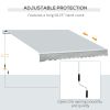 Outsunny 12' x 8' Retractable Awning Patio Awnings Sun Shade Shelter with Manual Crank Handle