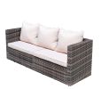 Outdoor garden garden furniture 4-piece brown PE wicker combination upholstered sofa set