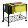 Oceanstar Portable 1-Tier Metal Rolling File Cart, Black