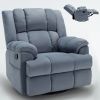 Manual Recliner Chair with Rocker and Swivel in Fabric for Living Room, Blue