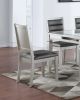 Contemporary Antique Cushion Back Set of 2pc Dining Chairs Cushion Faux Leather Seat Dining Room Silver Color