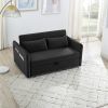 MH" Sleeper Sofa Bed w/USB Port, 3-in-1 adjustable sleeper with pull-out bed, 2 lumbar pillows and side pocket