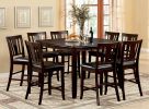 Set of 2 Counter Height Chairs Dark Espresso Finish Solid wood Kitchen Dining Room Furniture Padded Leatherette Seat Unique back