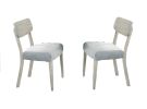 Natural Wood Grain Color Set of 2pc Dining Chairs Solid Rubber wood Dining Room Furniture Fabric Cushion Seat