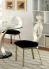 Contemporary Silver Metal Frame 2pc Dining Chairs Black Microfiber Seat Dining Room Oval Back Satin Plated Powder Coating Chair