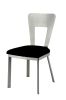 Contemporary Silver Metal 2pc Dining Chairs Black Microfiber Seat Dining Room Keyhole Back Satin Plated Powder Coating Chair