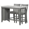 3-piece Counter Height Dining Table Set with Built-in Storage Shelves, One Faux Marble Top Dining Table and 2 counter chairs with footrest,Grey