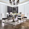 Contemporary Silver Metal 2pc Dining Chairs Black Microfiber Seat Dining Room Keyhole Back Satin Plated Powder Coating Chair