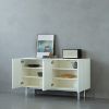 4 Door Cabinet, Modern Accent Cabinet, Sideboard Buffet Cabinet, Entryway Cabinet with Storage for Living Room, Dinning Room, Cream White