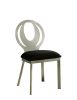 Contemporary Style Silver Metal Frame 2pc Dining Chairs Black Microfiber Seat Cushion Dining Room Oval Back Design Chair