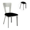 Contemporary Silver Metal 2pc Dining Chairs Black Microfiber Seat Dining Room Keyhole Back Satin Plated Powder Coating Chair