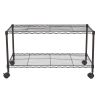 WELLAND  2-Shelf Rolling Media Cart with Locking Wheels Black