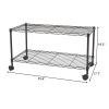 WELLAND  2-Shelf Rolling Media Cart with Locking Wheels Black