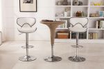 Masaccio Upholstery Airlift Adjustable Swivel Barstool with Chrome Base, Set of 2, White