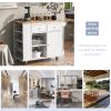 Kitchen Island with Power Outlet,Kitchen Storage Island with Drop Leaf and Rubber Wood,Open Storage and Wine Rack,5 Wheels