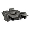 Classic Brownish Gray 1pc Double Reclining Sofa Plush Comfort Pillow-Top Arms Vertical Tufting Solid Wood Transitional Living Room Furniture