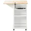 Kitchen Island with Power Outlet,Kitchen Storage Island with Drop Leaf and Rubber Wood,Open Storage and Wine Rack,5 Wheels