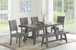 Modern Gray Fabric Upholstered Set of 2 Side Chairs Dining Room Saw Tooth Engraving