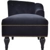 58" Velvet Chaise Lounge; Button Tufted Right Arm Facing Lounge Chair with Nailhead Trim & Solid Wood Legs for Living Room or Office;  Sleeper Lounge