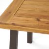 Della Acacia Wood Dining Table, Natural Stained with Rustic Metal, 32.25 in x 69 in x 29.5 in, Brown, Grey