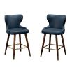 Nevis Mid-century Modern Faux Leather Tufted Nailhead Trim Counter Stool Set of 2, Blue