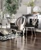 Contemporary Style Silver Metal Frame 2pc Dining Chairs Black Microfiber Seat Cushion Dining Room Oval Back Design Chair