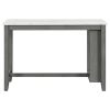 3-piece Counter Height Dining Table Set with Built-in Storage Shelves, One Faux Marble Top Dining Table and 2 counter chairs with footrest,Grey