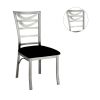 Contemporary Silver Metal 2pc Dining Chairs Black Microfiber Seat Dining Room Ladder Back Chair Satin Plated Powder Coating