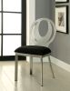 Contemporary Style Silver Metal Frame 2pc Dining Chairs Black Microfiber Seat Cushion Dining Room Oval Back Design Chair