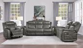 Classic Brownish Gray 1pc Double Reclining Sofa Plush Comfort Pillow-Top Arms Vertical Tufting Solid Wood Transitional Living Room Furniture