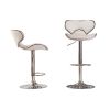 Masaccio Upholstery Airlift Adjustable Swivel Barstool with Chrome Base, Set of 2, White