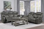 Classic Brownish Gray 1pc Double Reclining Sofa Plush Comfort Pillow-Top Arms Vertical Tufting Solid Wood Transitional Living Room Furniture