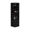 Corner Bar Cabinet Atanasio, 8 Wine Cubbies, Double Door, Black Wengue Finish