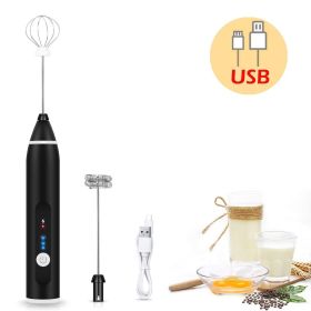 Milk Frother Electric Egg Beater USB Charging Mixer for Coffee Drink Portable; electric mixer (Color: Black)