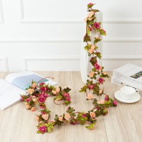 1pc 98.43inch/8.2ft Rose Artificial Flowers; Artificial Flower Christmas Garland; Fake Rose Vine For Wedding Home Room Decoration Spring Autumn Garden (Color: Purple Red, Quantity: 1pc)