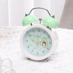 Candy-colored Night Light Alarm Clock Creative Fruit Alarm Clock Silent Student Bedside Cute Ornaments (Color: Green (batteries Not Included))