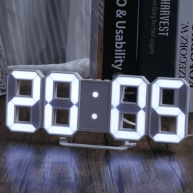 1pc 3D LED Digital Clock; Bedroom LED Clock For Home Decor (Color: White)