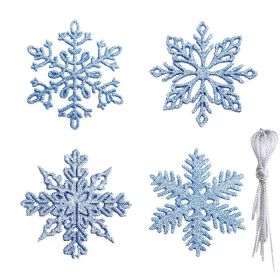 100pcs Christmas Snowflake Ornaments, Plastic Glitter Snow Flakes Ornaments for Christmas Tree (Color: lightblue)