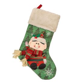 18" Christmas Stocking Set Burlap Plaid Decorations for Fireplace and Party (Color: Q3)