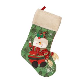 18" Christmas Stocking Set Burlap Plaid Decorations for Fireplace and Party (Color: Q2)