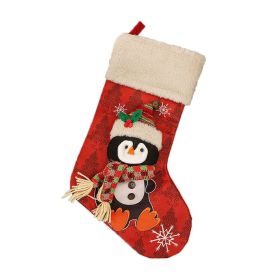 18" Christmas Stocking Set Burlap Plaid Decorations for Fireplace and Party (Color: Q1)