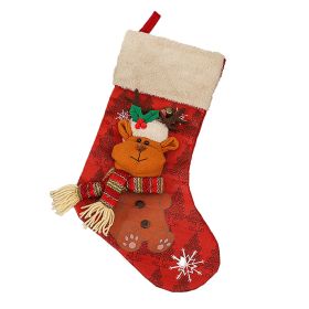 18" Christmas Stocking Set Burlap Plaid Decorations for Fireplace and Party (Color: Q5)