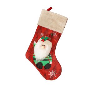 18" Christmas Stocking Set Burlap Plaid Decorations for Fireplace and Party (Color: Q4)