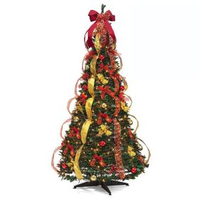 6FT Pop Up Christmas Tree with Lights, Pre-lit Artificial Christmas Trees (size: 120cm)