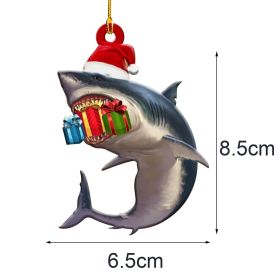 1pc, Christmas Shark Pendant - Wooden Home Decoration for Christmas Tree and Scene Atmosphere - Perfect Holiday and Room Decor (Items: B)