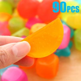 60/90pcs Square/Fruit Shaped Reusable Ice Cubes Plastic Multicolour Ice Cube Picnic Keep Drink Cool Physical Cool Party Bar Tool (Color: 90PCS Fruit Shaped, Ships From: China)