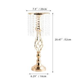 New Luxury Metal Candle Holders with Crystal Flowers Vase Candlestick Table Centerpieces Wedding Table Candle Stand Wedding Prop (Color: Gold-L, Ships From: CN)