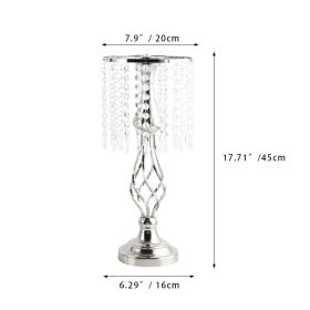 New Luxury Metal Candle Holders with Crystal Flowers Vase Candlestick Table Centerpieces Wedding Table Candle Stand Wedding Prop (Color: Silver-M, Ships From: CN)