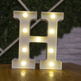 Alphabet Letter LED Lights Luminous Number Lamp Decor Battery Night Light for home Wedding Birthday Christmas party Decoration (Type: H)