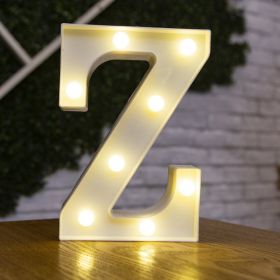 Alphabet Letter LED Lights Luminous Number Lamp Decor Battery Night Light for home Wedding Birthday Christmas party Decoration (Type: Z)